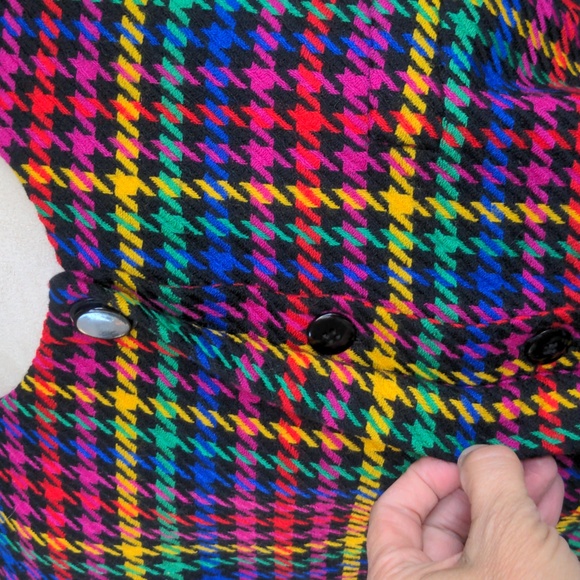 Vintage 90s JH Collectibles 2pc suit jacket & skirt bright plaid sz 8 EUC - Picture 14 of 15
